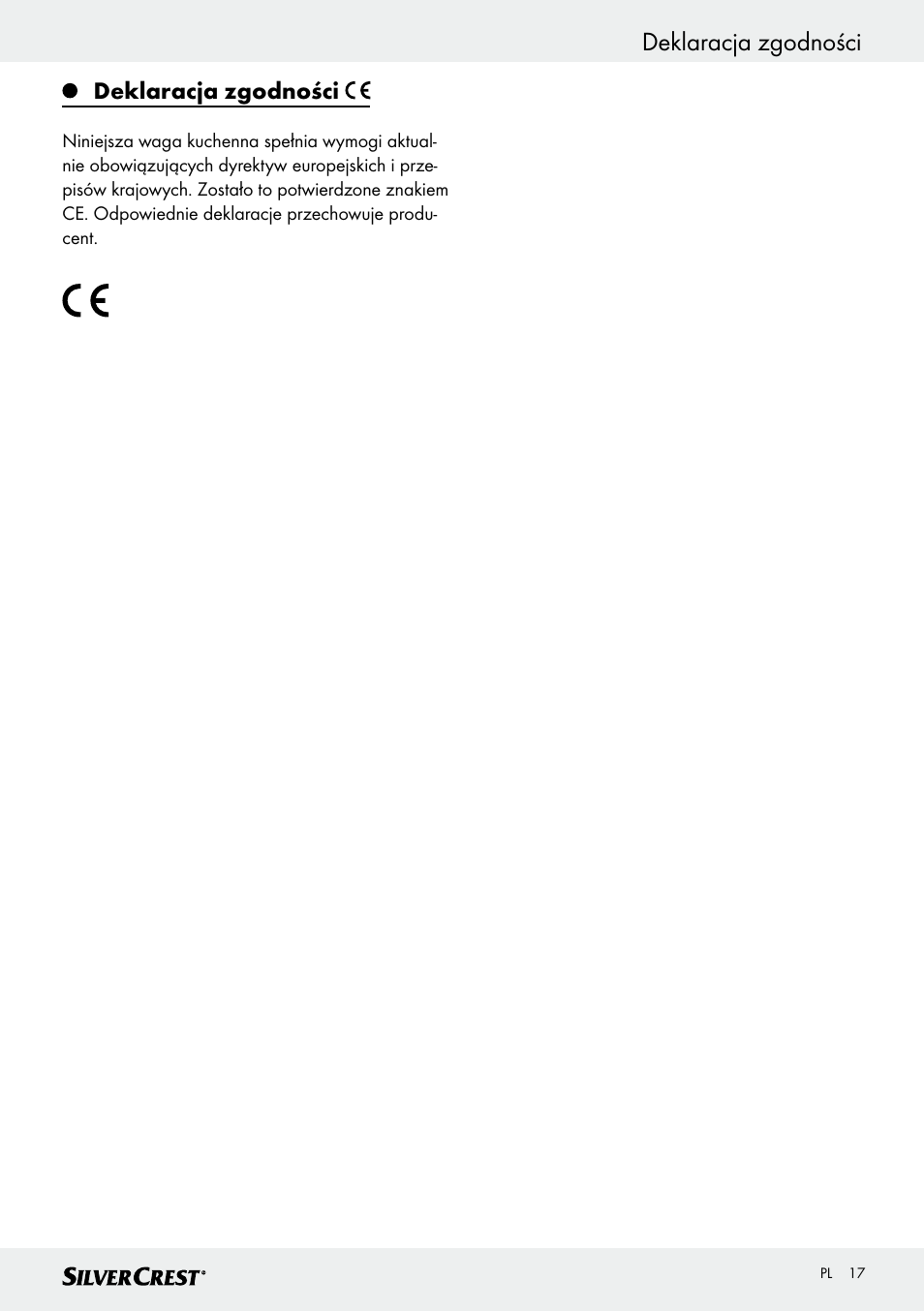 Deklaracja zgodności | Silvercrest SKWD A1 User Manual | Page 17 / 54