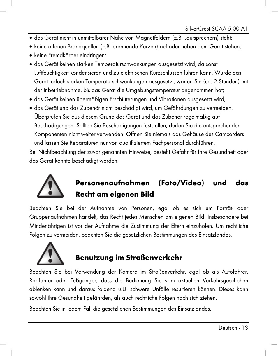 Benutzung im straßenverkehr | Silvercrest SCAA 5.00 A1 User Manual | Page 15 / 294