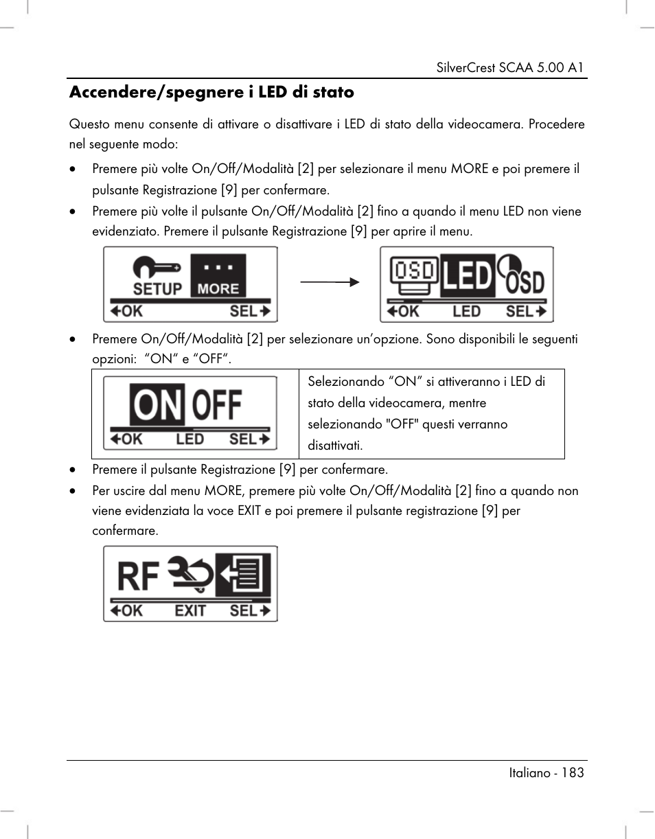 Accendere/spegnere i led di stato | Silvercrest SCAA 5.00 A1 User Manual | Page 185 / 294