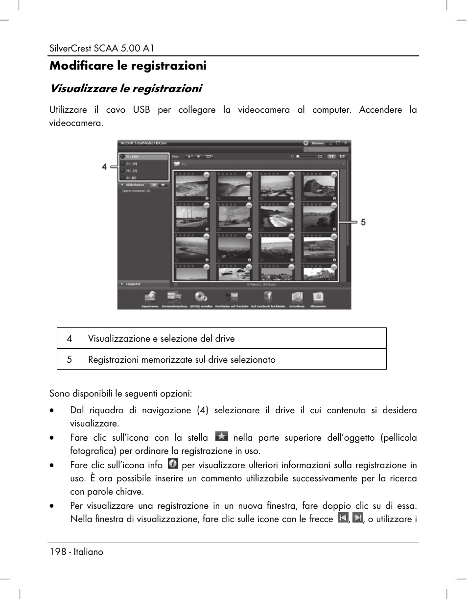 Modificare le registrazioni, Visualizzare le registrazioni | Silvercrest SCAA 5.00 A1 User Manual | Page 200 / 294