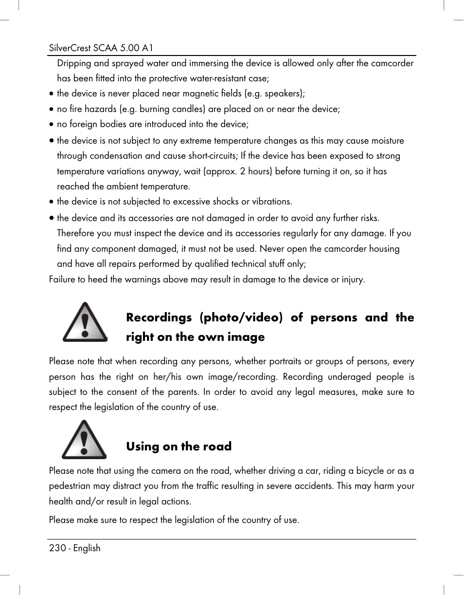 Using on the road | Silvercrest SCAA 5.00 A1 User Manual | Page 232 / 294