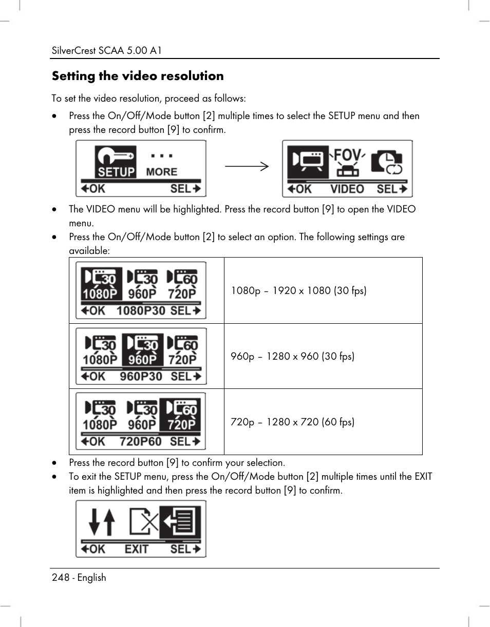 Setting the video resolution | Silvercrest SCAA 5.00 A1 User Manual | Page 250 / 294