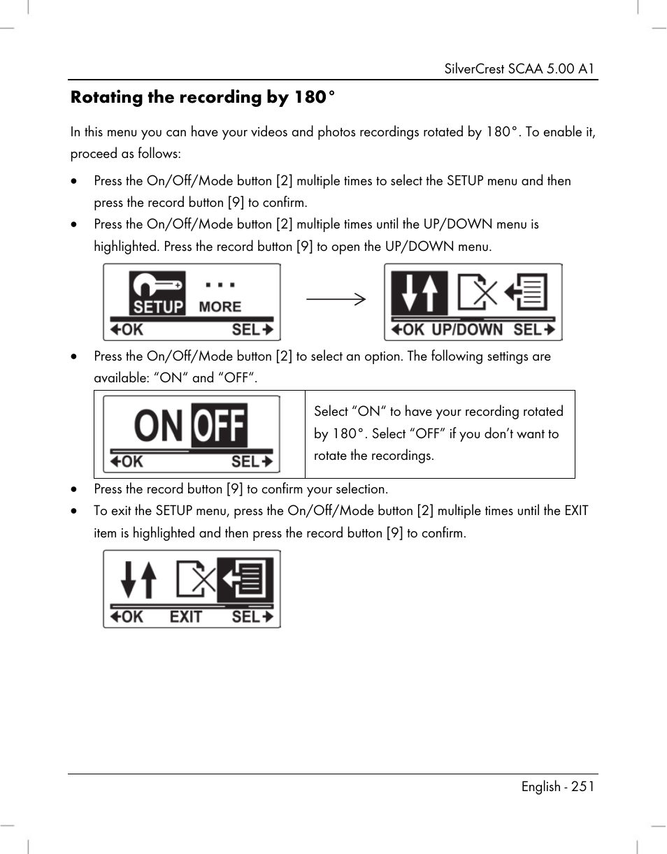 Rotating the recording by 180 | Silvercrest SCAA 5.00 A1 User Manual | Page 253 / 294