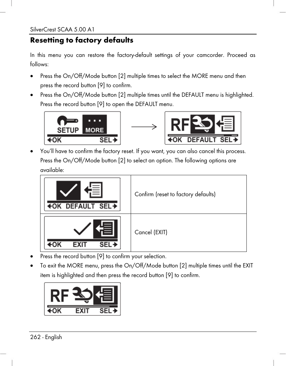 Resetting to factory defaults | Silvercrest SCAA 5.00 A1 User Manual | Page 264 / 294