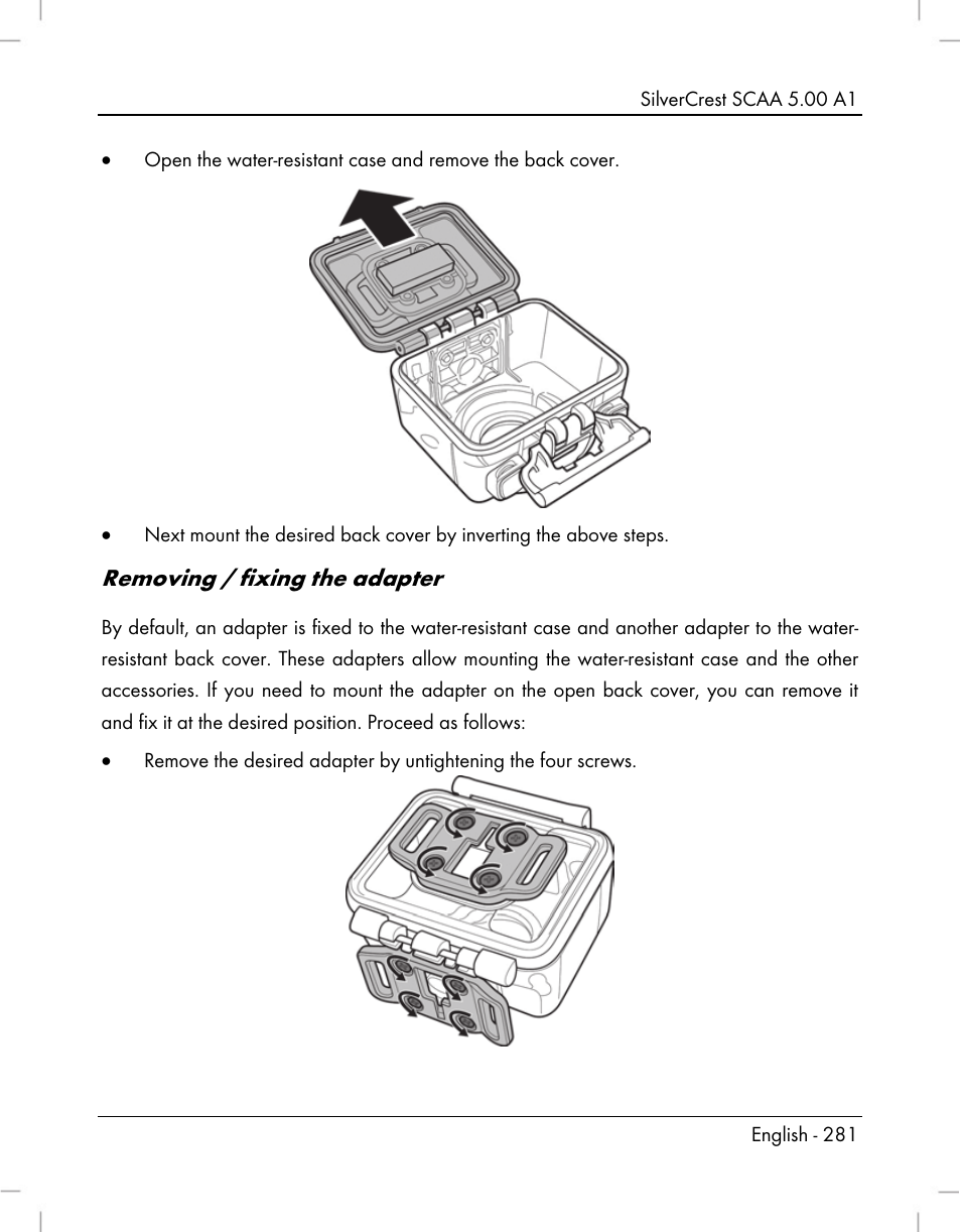 Removing / fixing the adapter | Silvercrest SCAA 5.00 A1 User Manual | Page 283 / 294