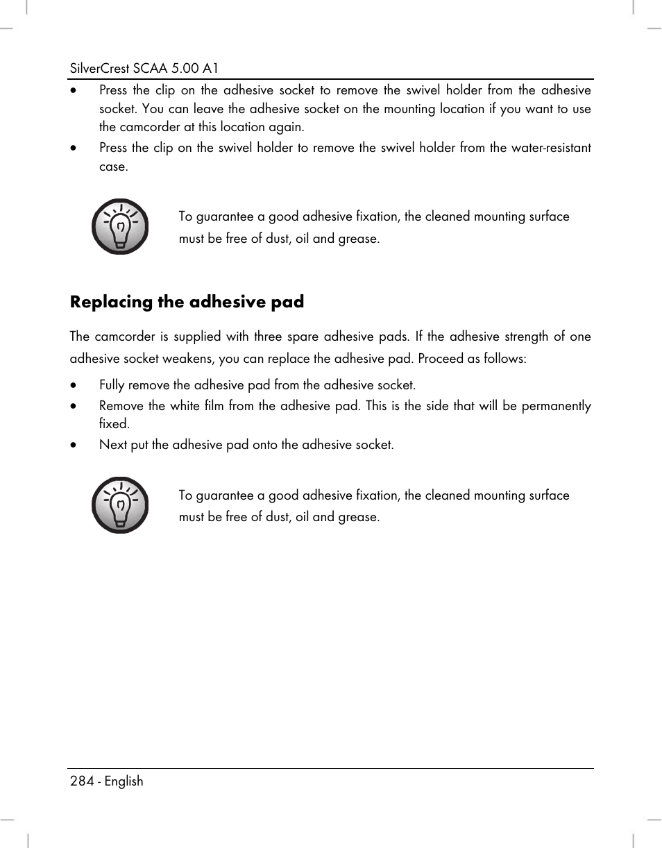 Replacing the adhesive pad | Silvercrest SCAA 5.00 A1 User Manual | Page 286 / 294