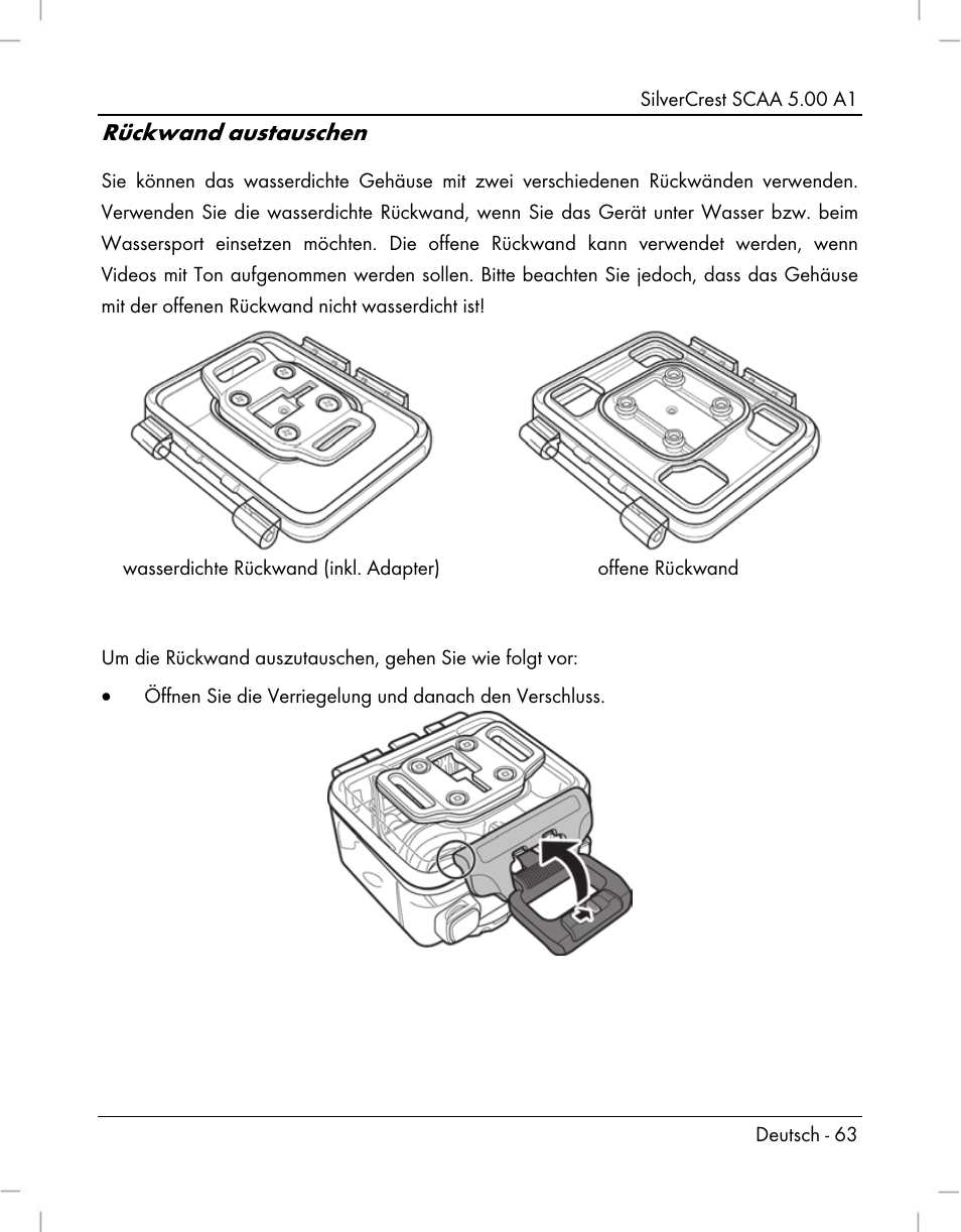 Rückwand austauschen | Silvercrest SCAA 5.00 A1 User Manual | Page 65 / 294