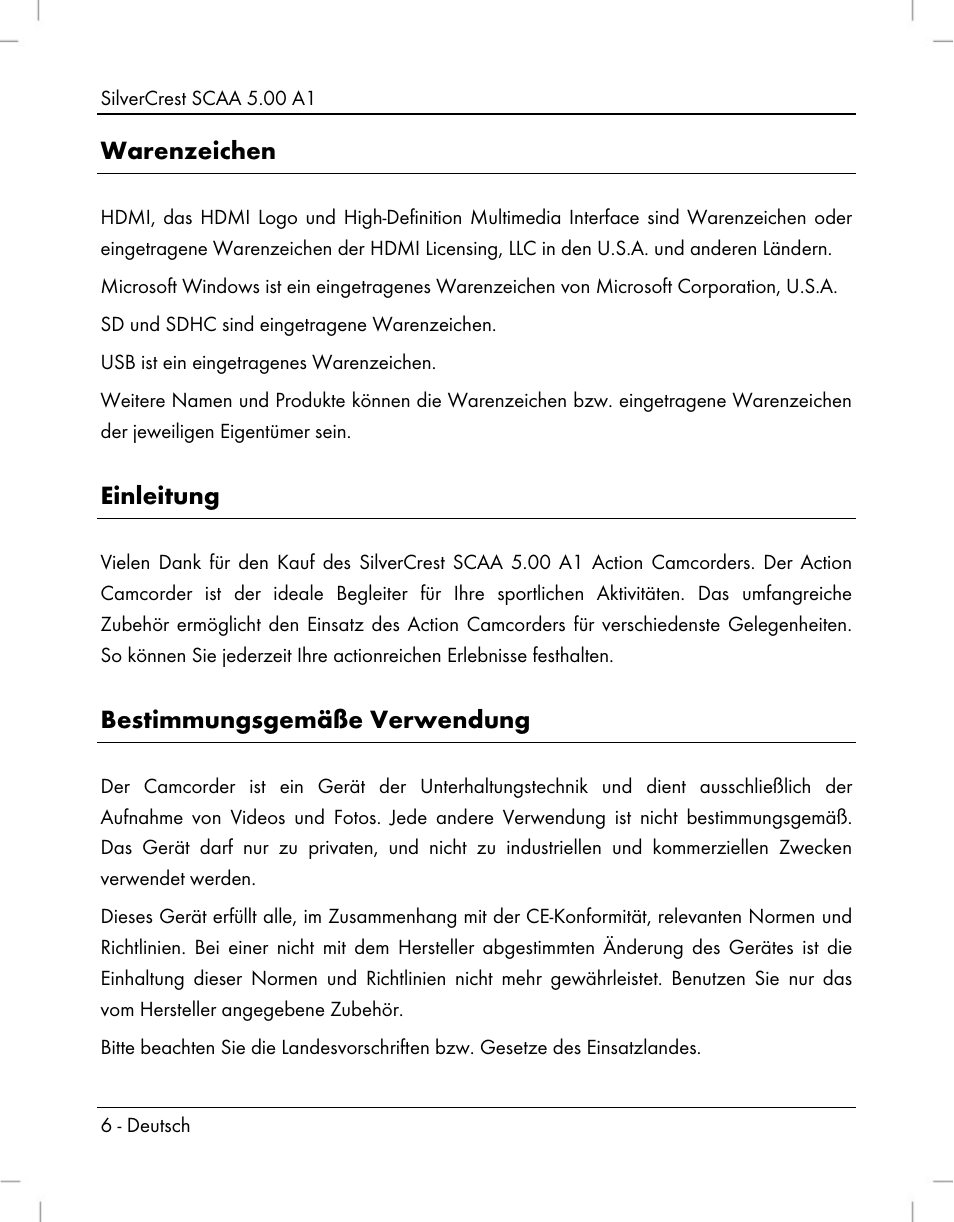 Warenzeichen, Einleitung, Bestimmungsgemäße verwendung | Silvercrest SCAA 5.00 A1 User Manual | Page 8 / 294