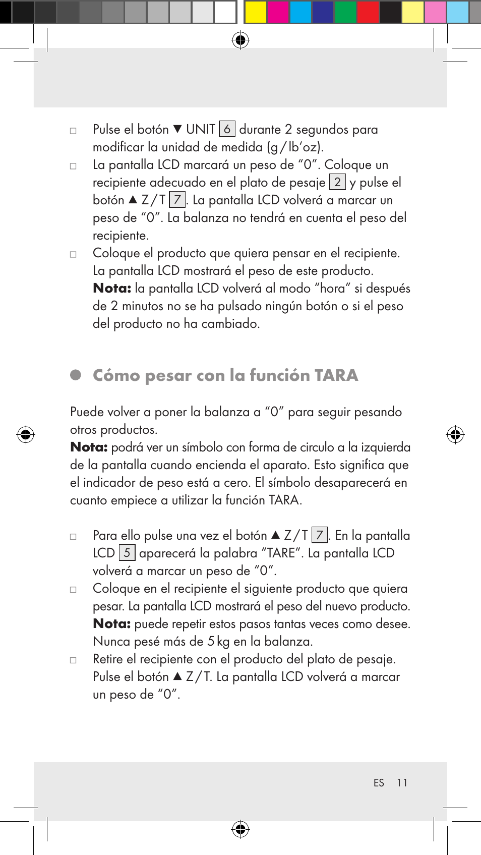 Cómo pesar con la función tara | Silvercrest Z31183 User Manual | Page 11 / 62