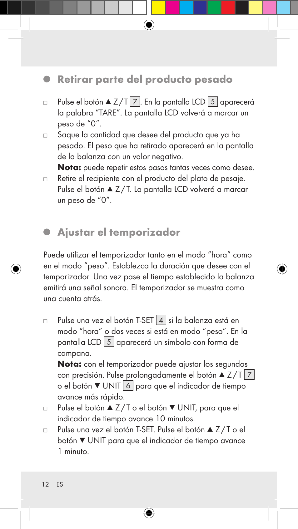 Retirar parte del producto pesado, Ajustar el temporizador | Silvercrest Z31183 User Manual | Page 12 / 62