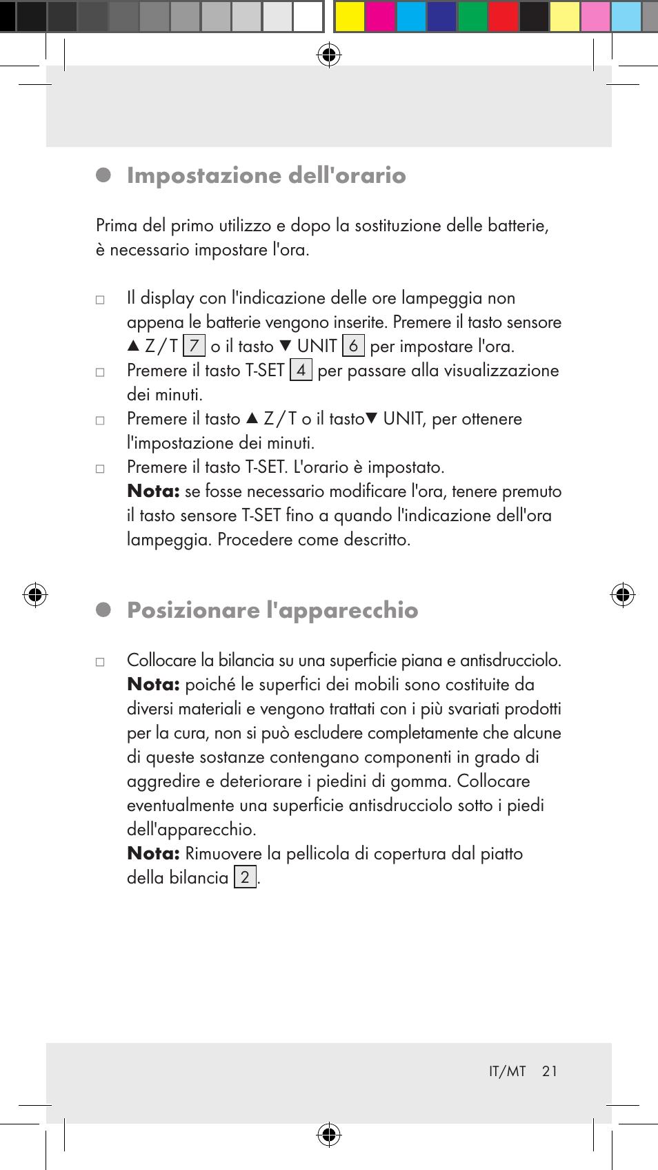 Impostazione dell'orario, Posizionare l'apparecchio | Silvercrest Z31183 User Manual | Page 21 / 62