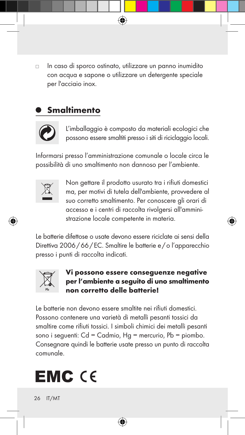 Smaltimento | Silvercrest Z31183 User Manual | Page 26 / 62