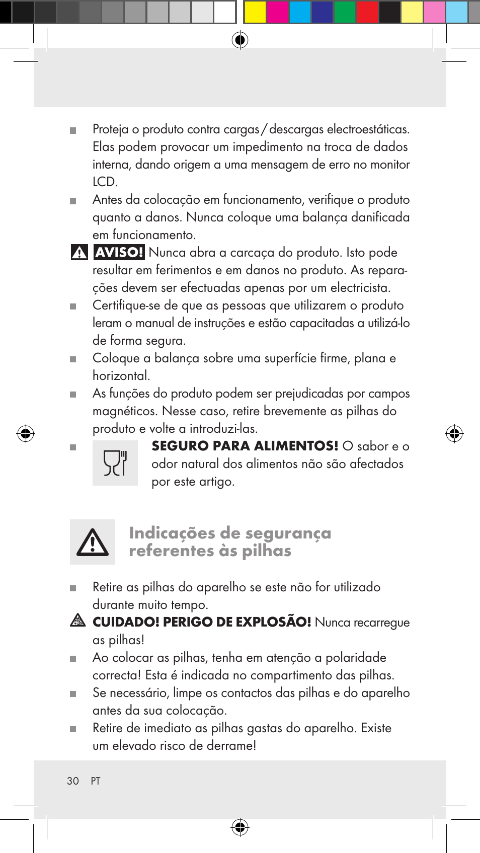 Indicações de segurança referentes às pilhas | Silvercrest Z31183 User Manual | Page 30 / 62
