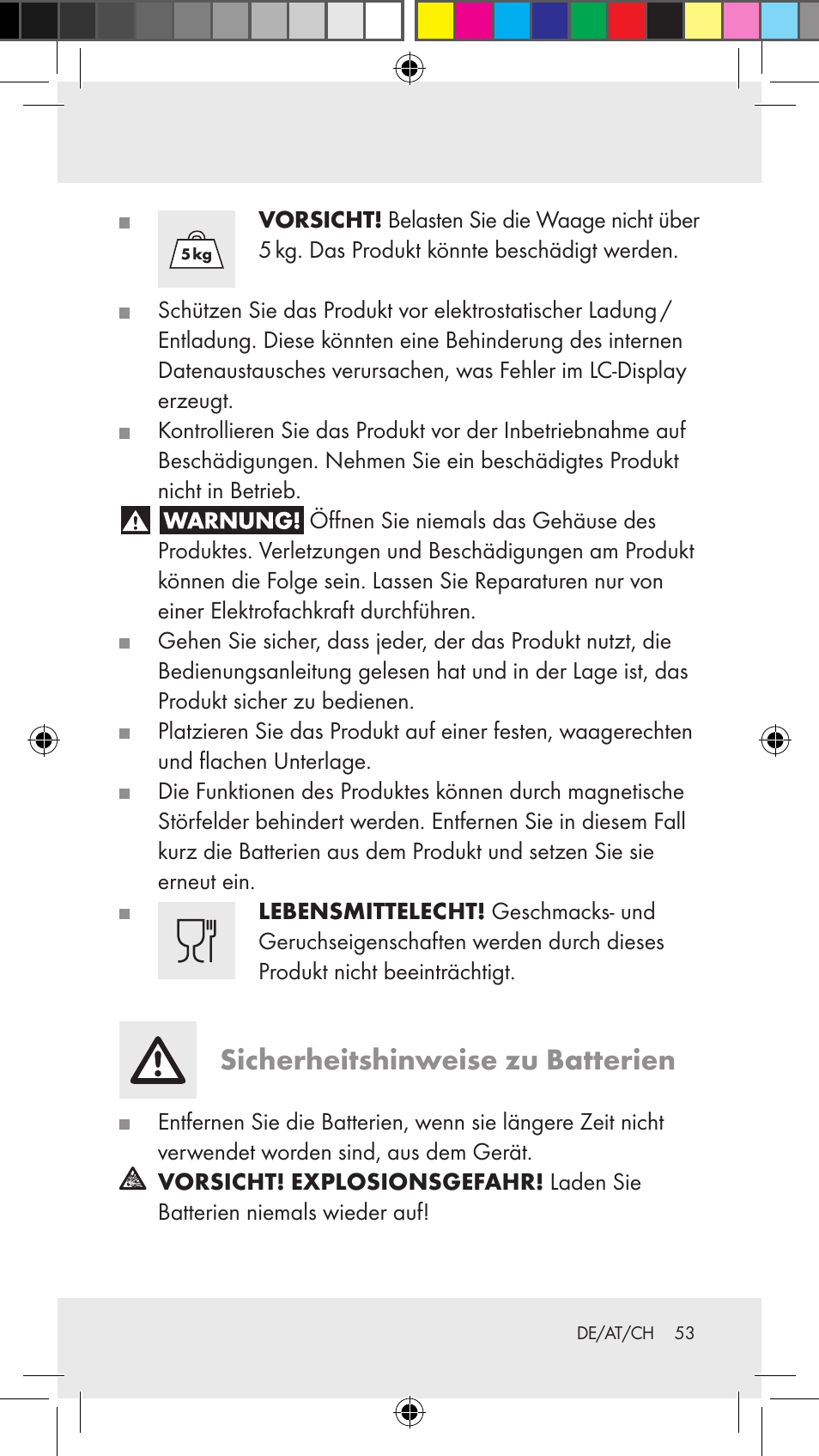 Sicherheitshinweise zu batterien | Silvercrest Z31183 User Manual | Page 53 / 62