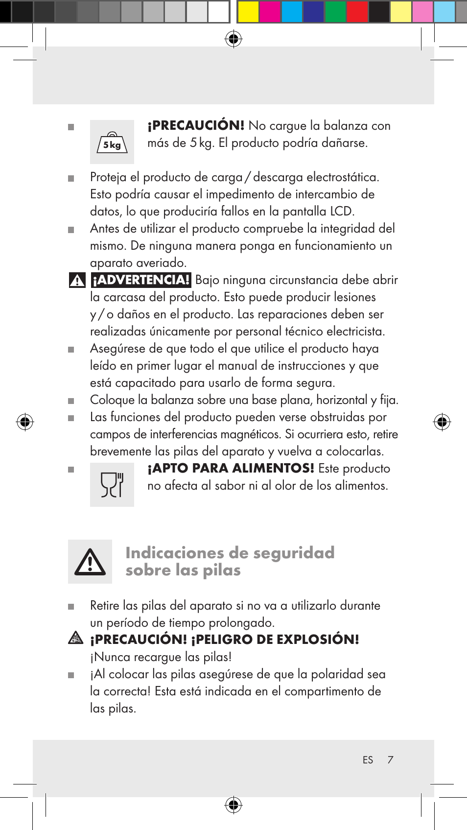 Indicaciones de seguridad sobre las pilas | Silvercrest Z31183 User Manual | Page 7 / 62