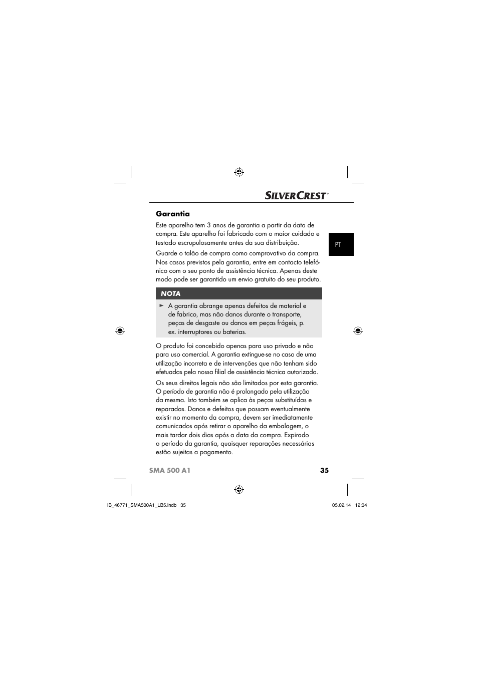 Garantia | Silvercrest SMA 500 A1 User Manual | Page 38 / 76