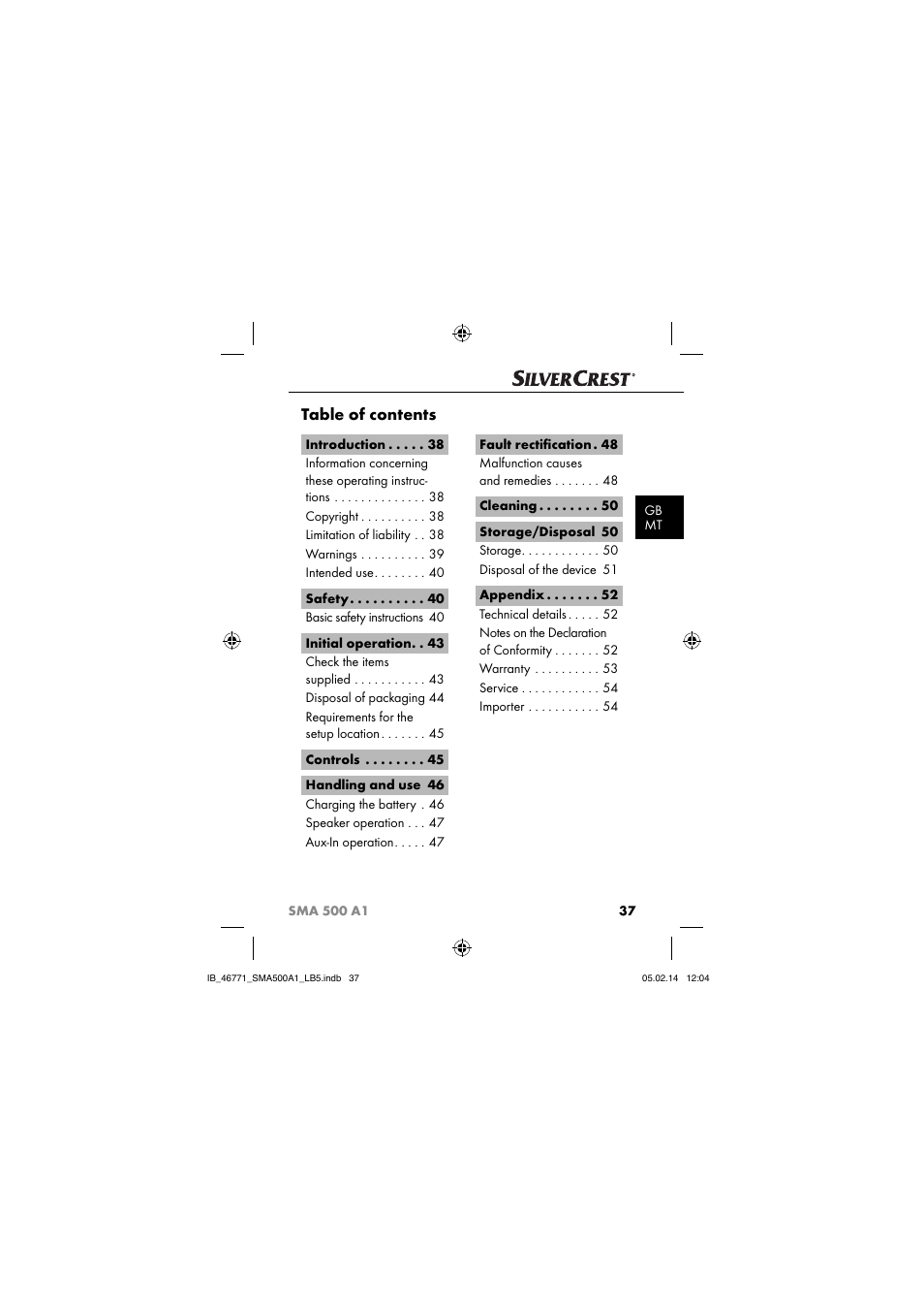 Silvercrest SMA 500 A1 User Manual | Page 40 / 76