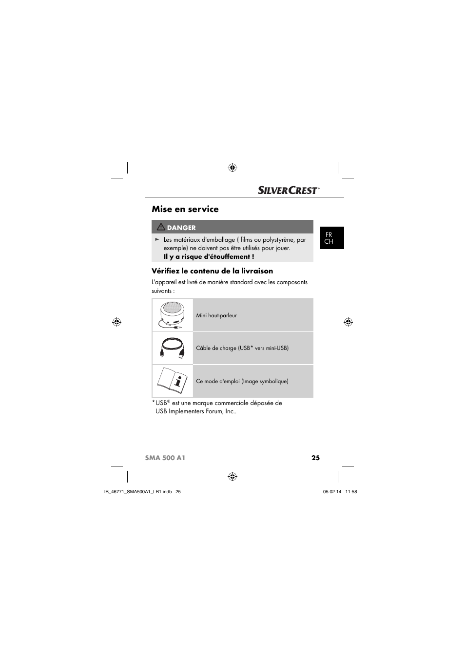 Mise en service, Vériﬁ ez le contenu de la livraison | Silvercrest SMA 500 A1 User Manual | Page 28 / 94