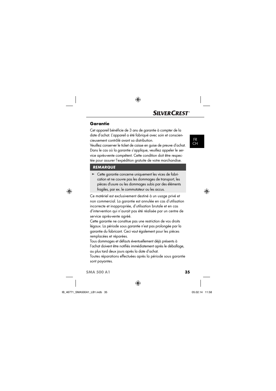 Garantie | Silvercrest SMA 500 A1 User Manual | Page 38 / 94