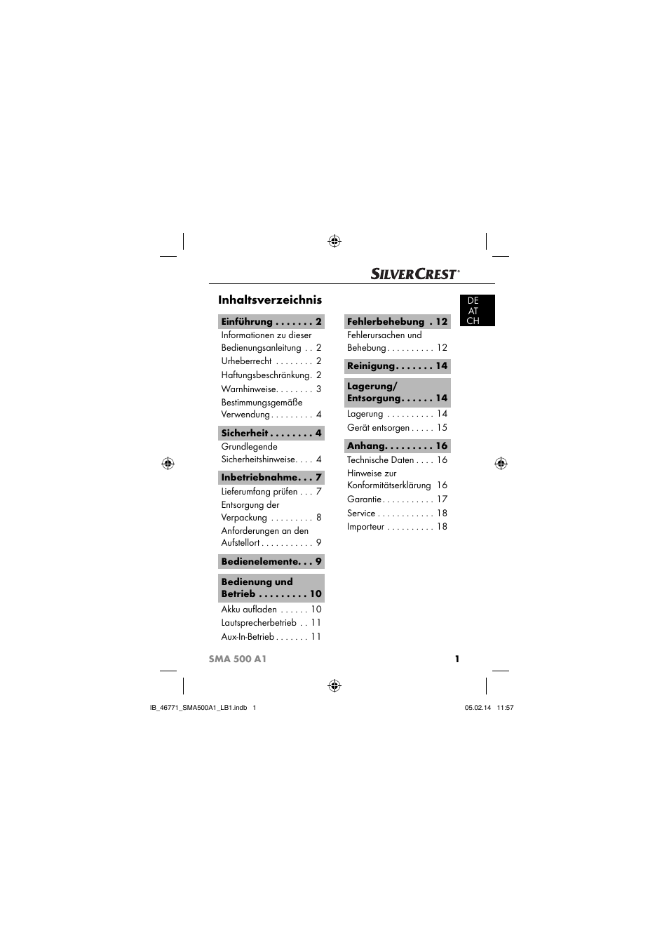 Silvercrest SMA 500 A1 User Manual | Page 4 / 94