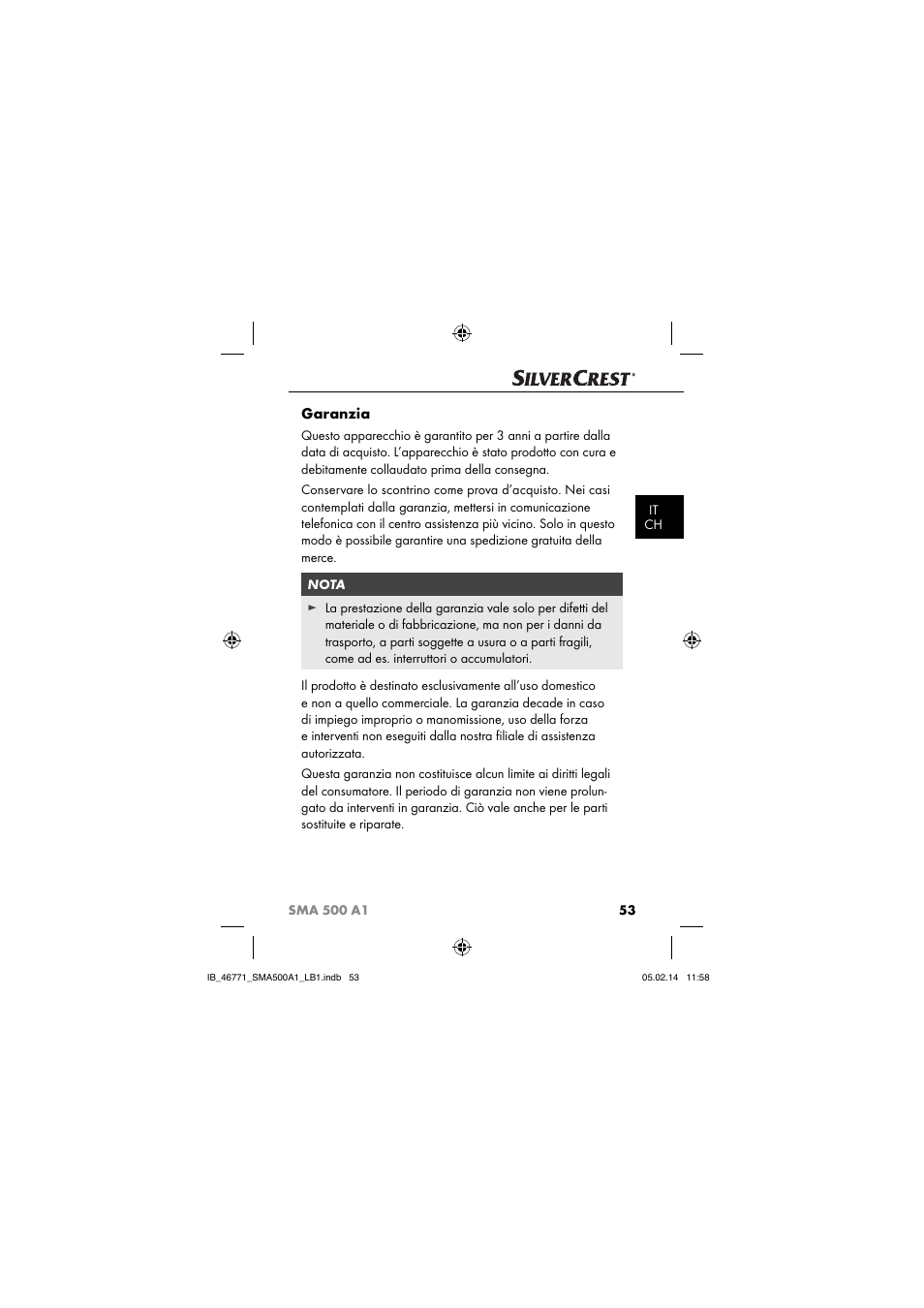 Garanzia | Silvercrest SMA 500 A1 User Manual | Page 56 / 94