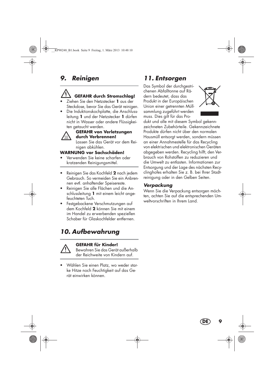 Reinigen, Aufbewahrung, Entsorgen | Silvercrest SIKP 2000 B1 User Manual | Page 11 / 54
