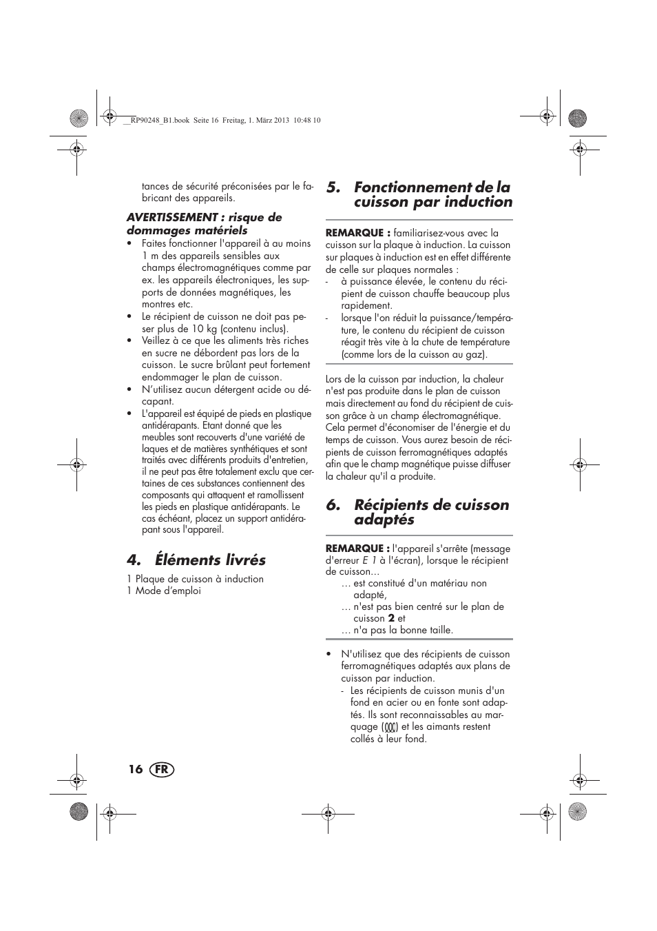 Éléments livrés, Fonctionnement de la cuisson par induction, Récipients de cuisson adaptés | Silvercrest SIKP 2000 B1 User Manual | Page 18 / 54