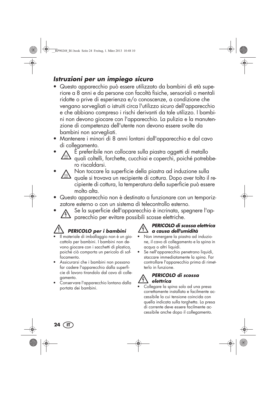 Istruzioni per un impiego sicuro | Silvercrest SIKP 2000 B1 User Manual | Page 26 / 54
