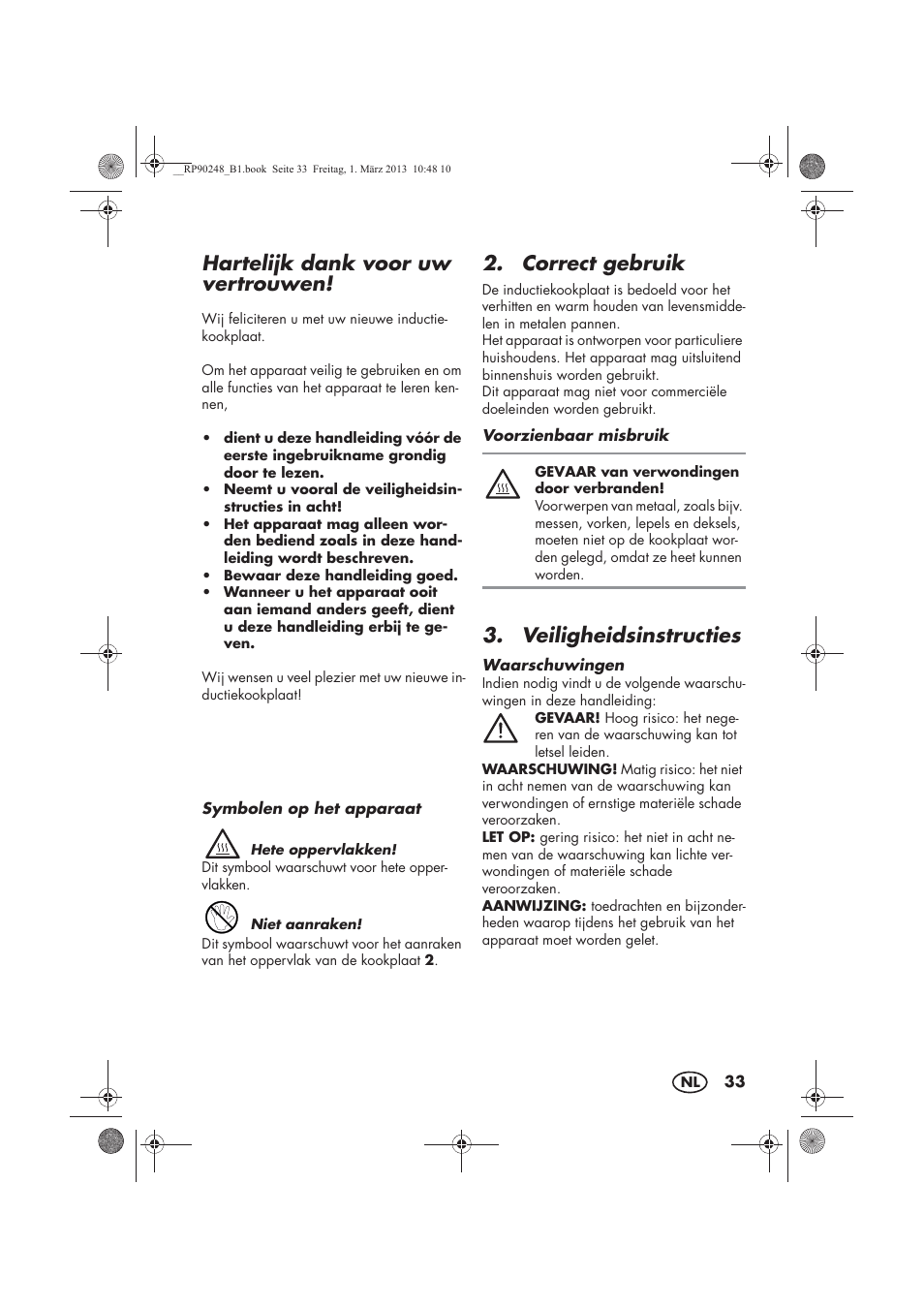 Hartelijk dank voor uw vertrouwen, Correct gebruik, Veiligheidsinstructies | Silvercrest SIKP 2000 B1 User Manual | Page 35 / 54