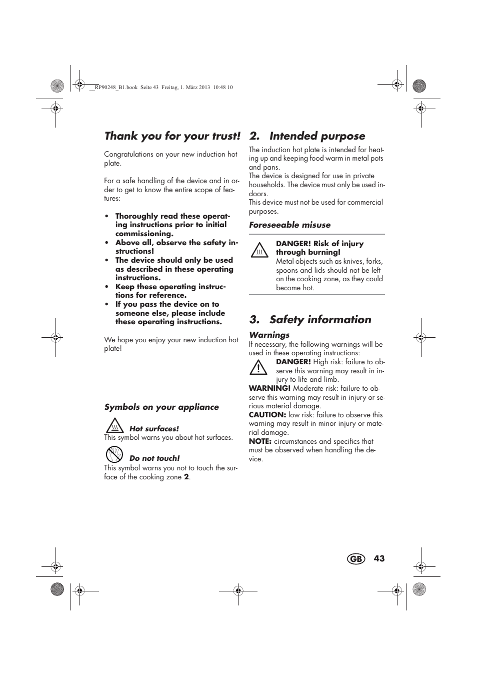 Intended purpose, Safety information | Silvercrest SIKP 2000 B1 User Manual | Page 45 / 54