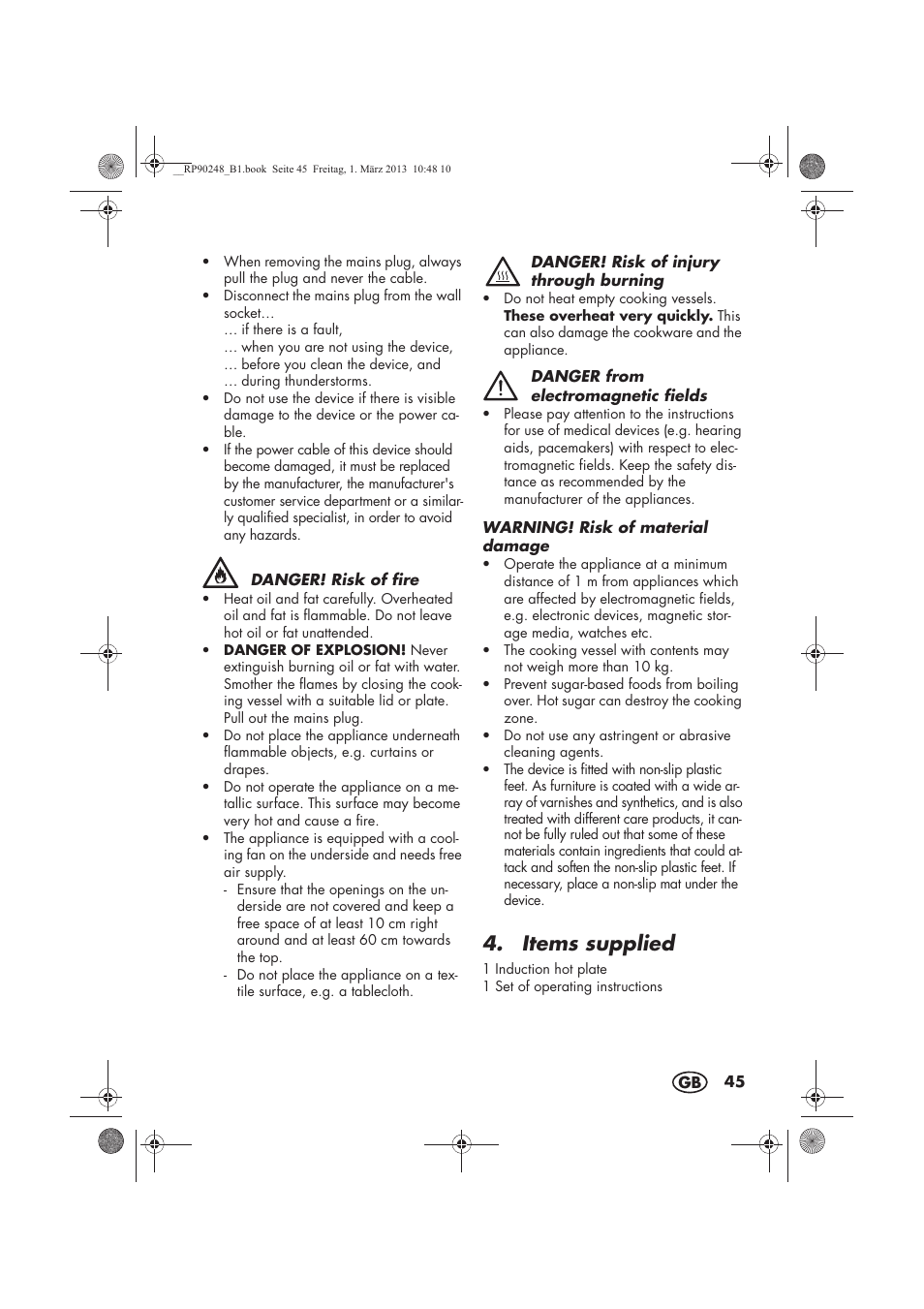 Items supplied | Silvercrest SIKP 2000 B1 User Manual | Page 47 / 54