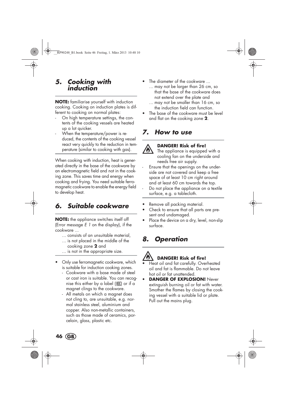 Cooking with induction, Suitable cookware, How to use | Operation | Silvercrest SIKP 2000 B1 User Manual | Page 48 / 54