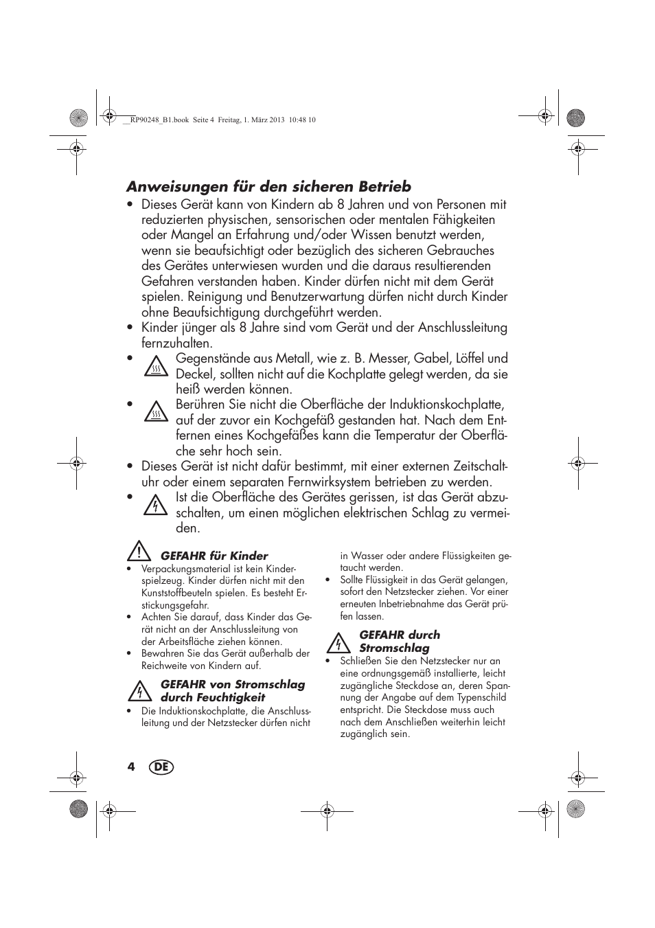 Anweisungen für den sicheren betrieb | Silvercrest SIKP 2000 B1 User Manual | Page 6 / 54