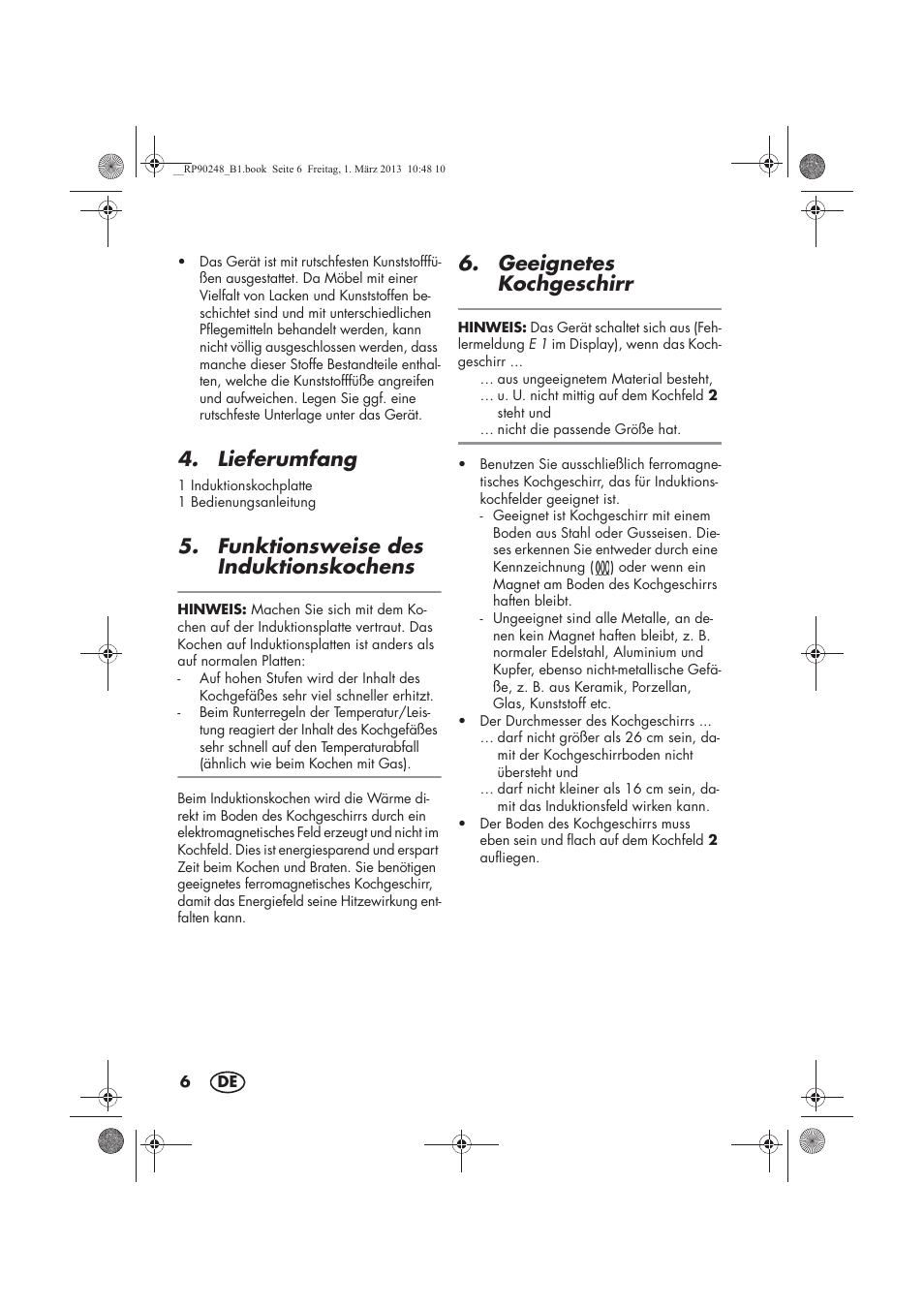 Lieferumfang, Funktionsweise des induktionskochens, Geeignetes kochgeschirr | Silvercrest SIKP 2000 B1 User Manual | Page 8 / 54