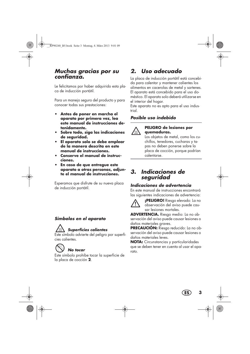 Muchas gracias por su confianza, Uso adecuado, Indicaciones de seguridad | Silvercrest SIKP 2000 B1 User Manual | Page 5 / 54