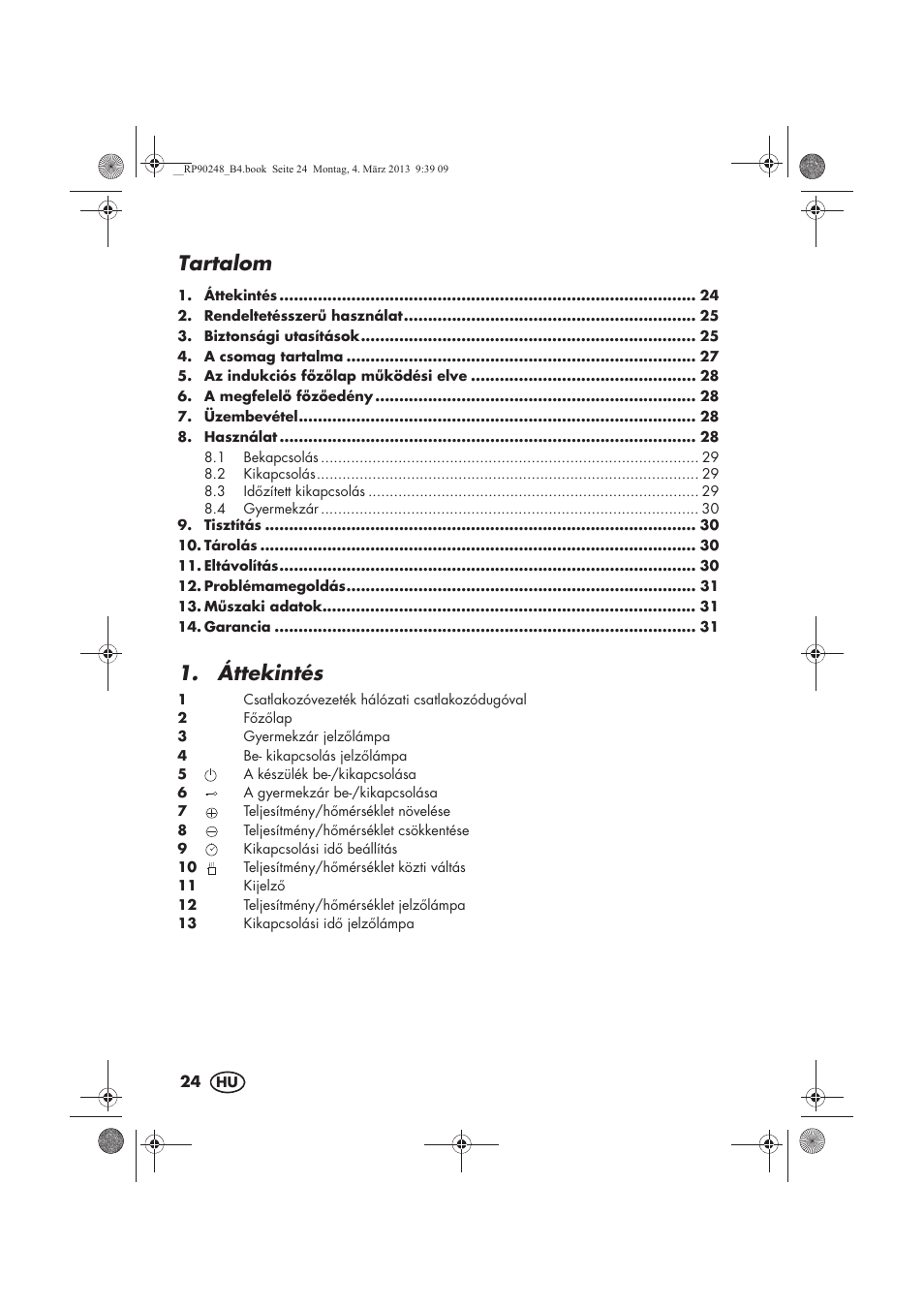 Tartalom, Áttekintés | Silvercrest SIKP 2000 B1 User Manual | Page 26 / 78