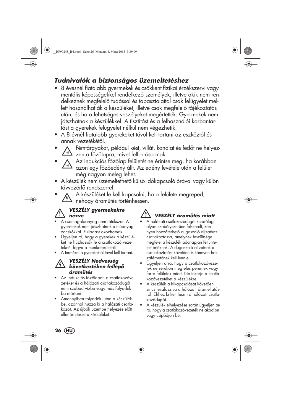 Tudnivalók a biztonságos üzemeltetéshez | Silvercrest SIKP 2000 B1 User Manual | Page 28 / 78