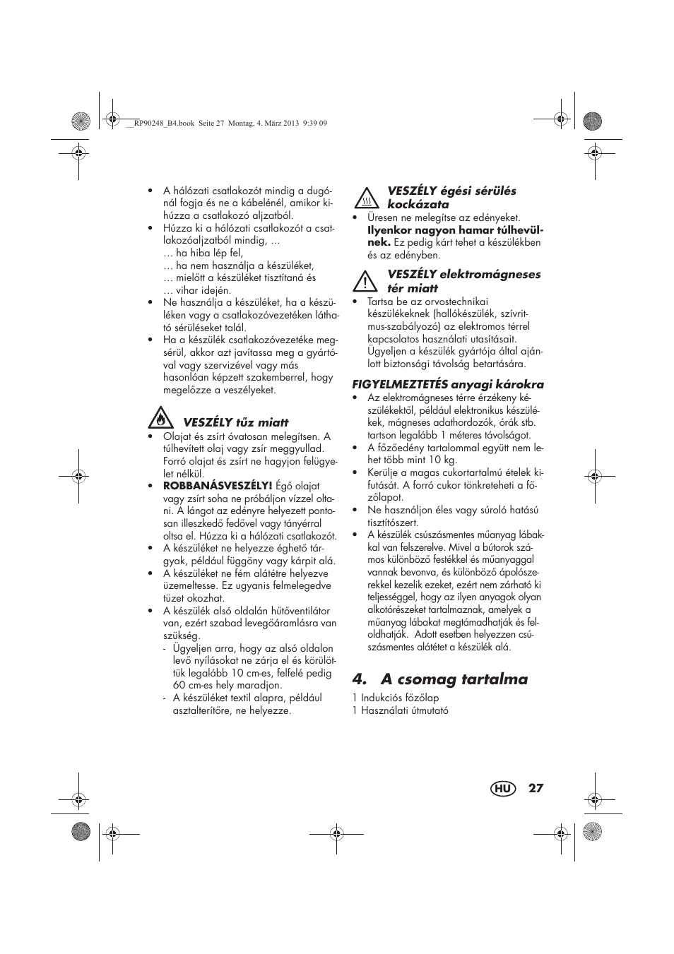 A csomag tartalma | Silvercrest SIKP 2000 B1 User Manual | Page 29 / 78
