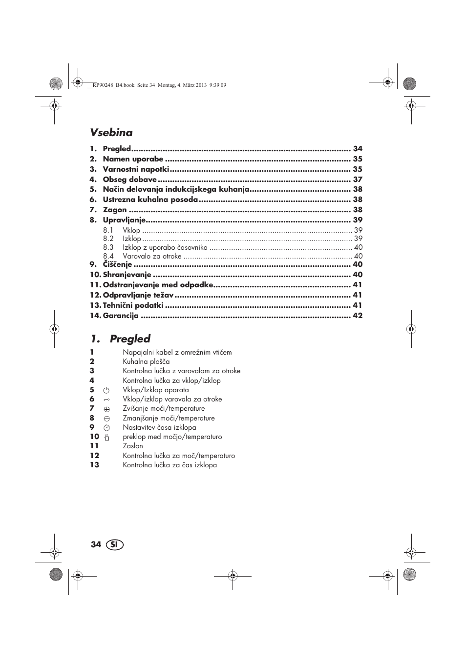 Vsebina, Pregled | Silvercrest SIKP 2000 B1 User Manual | Page 36 / 78