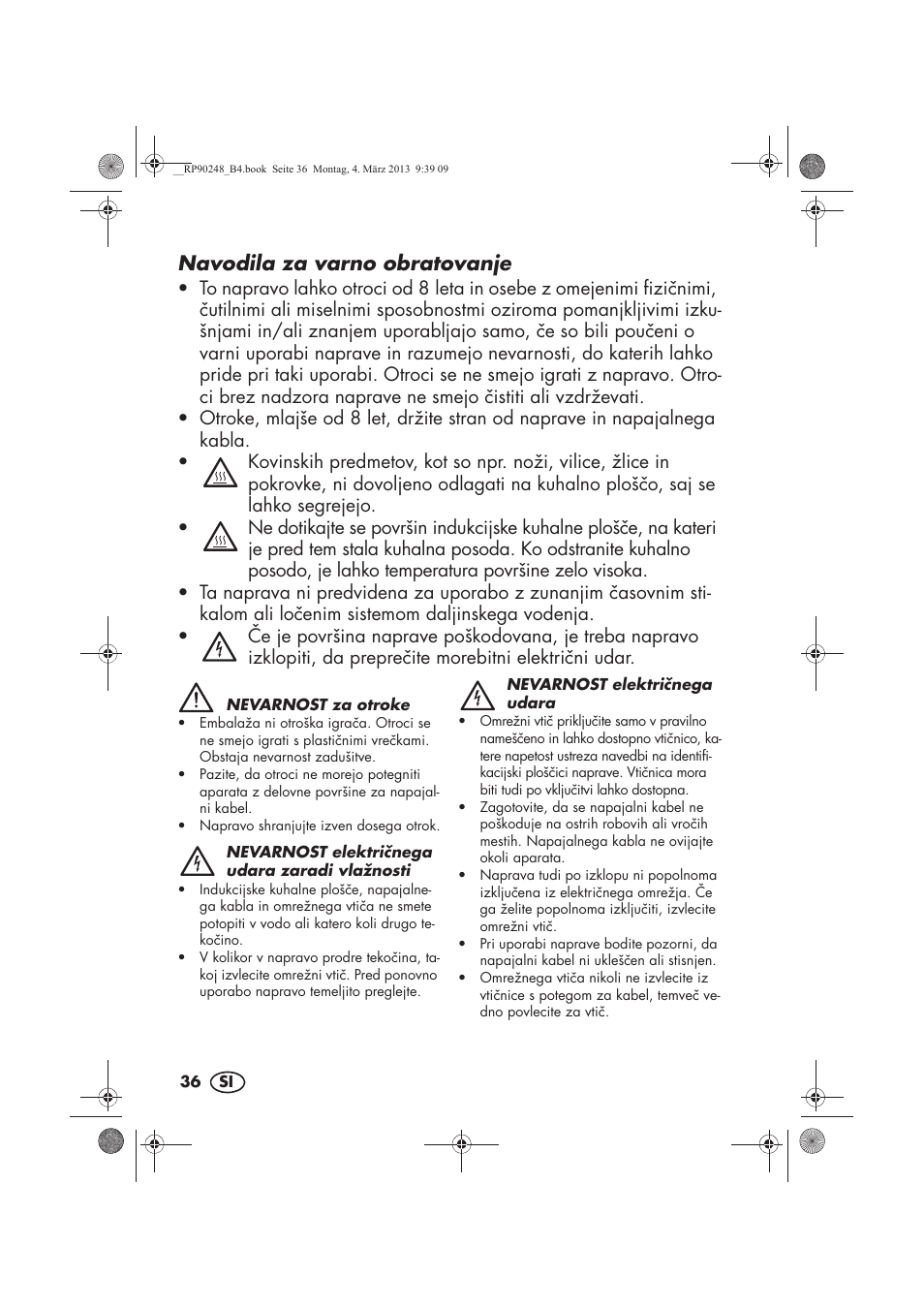 Navodila za varno obratovanje | Silvercrest SIKP 2000 B1 User Manual | Page 38 / 78