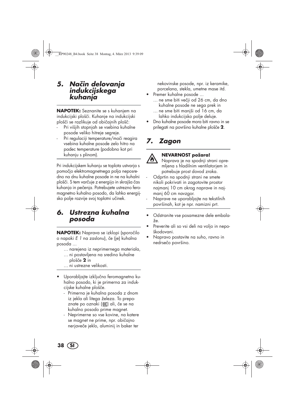 Nain delovanja indukcijskega kuhanja, Ustrezna kuhalna posoda, Zagon | Silvercrest SIKP 2000 B1 User Manual | Page 40 / 78