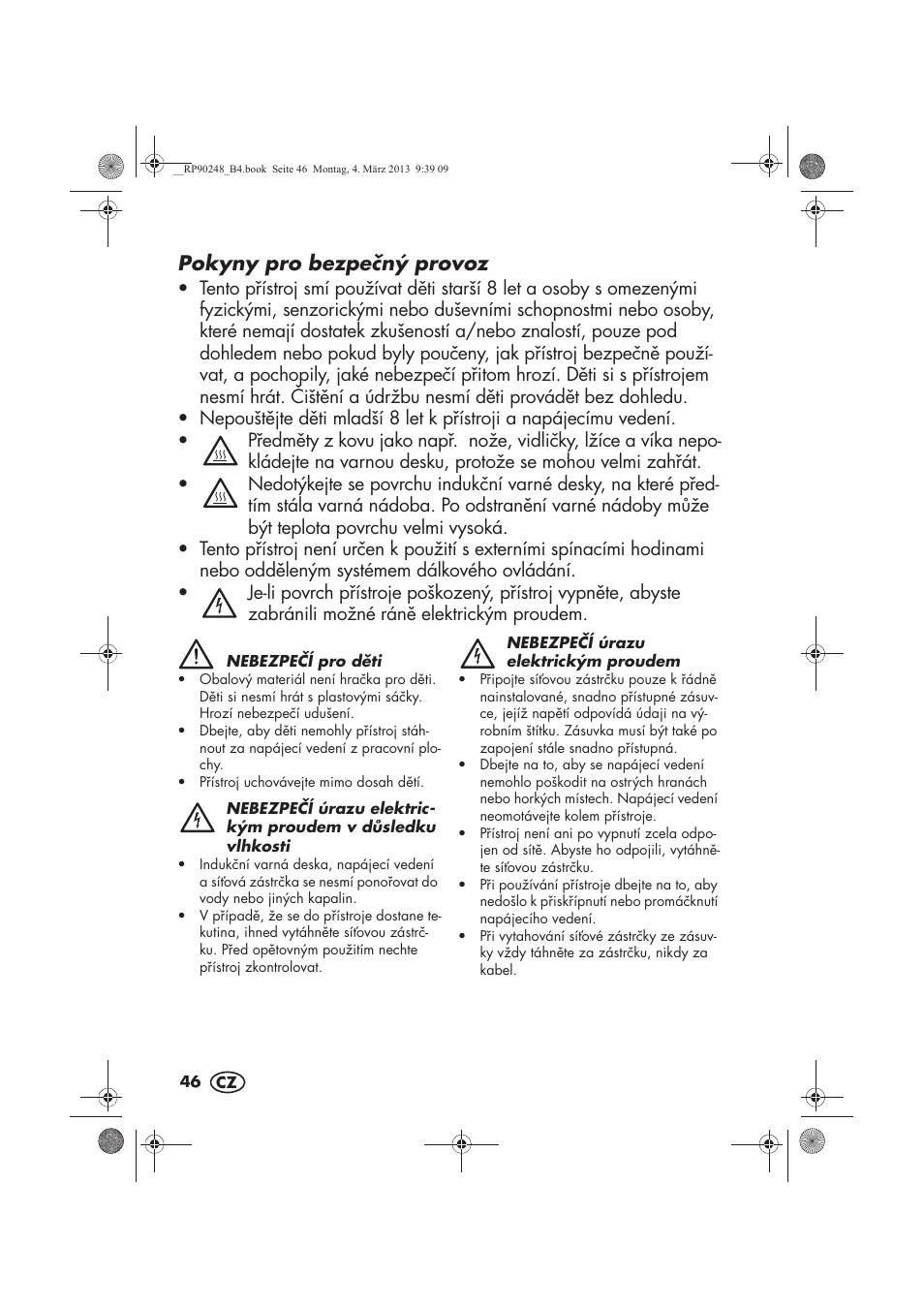 Pokyny pro bezpený provoz | Silvercrest SIKP 2000 B1 User Manual | Page 48 / 78