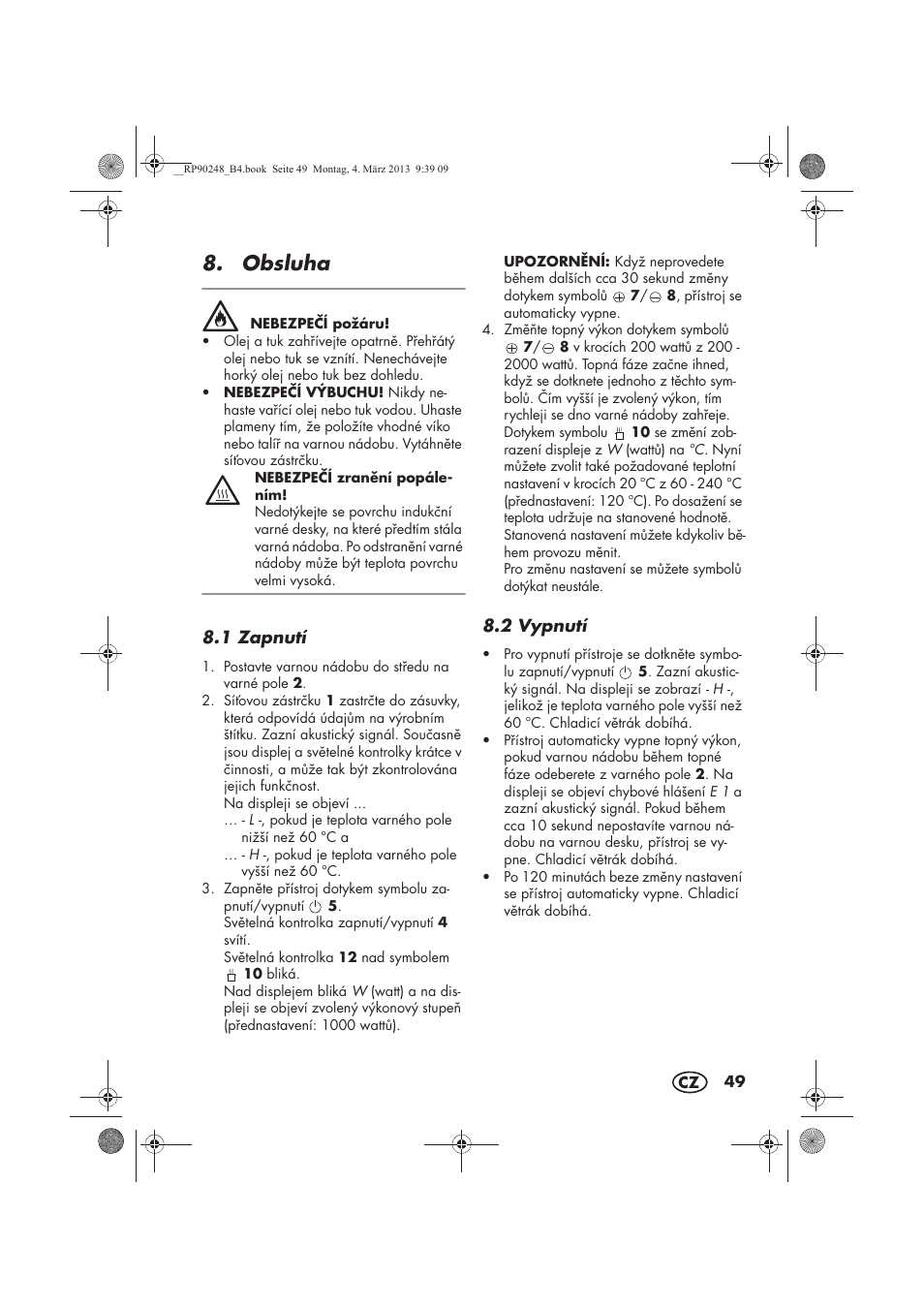 Obsluha | Silvercrest SIKP 2000 B1 User Manual | Page 51 / 78