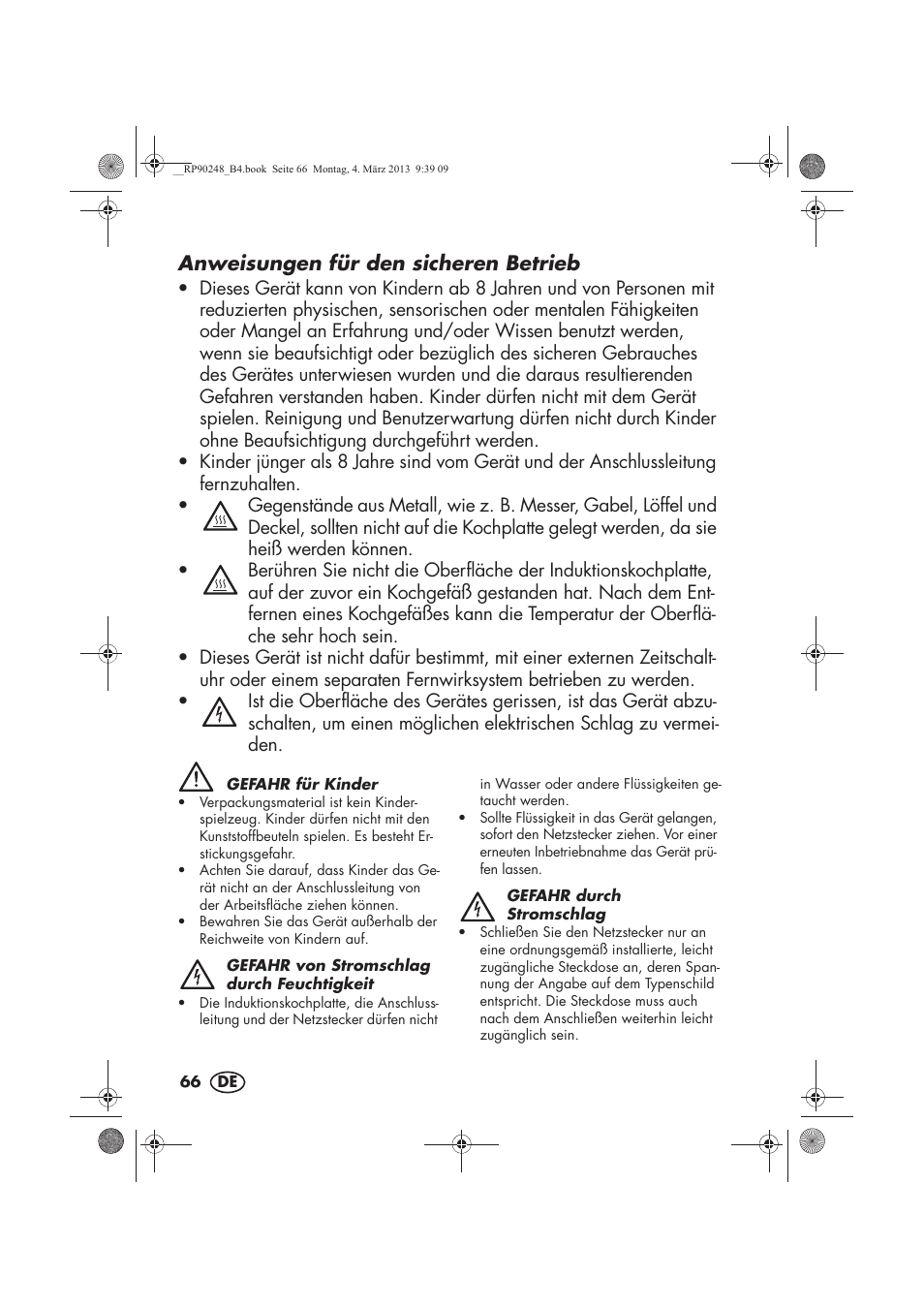 Anweisungen für den sicheren betrieb | Silvercrest SIKP 2000 B1 User Manual | Page 68 / 78