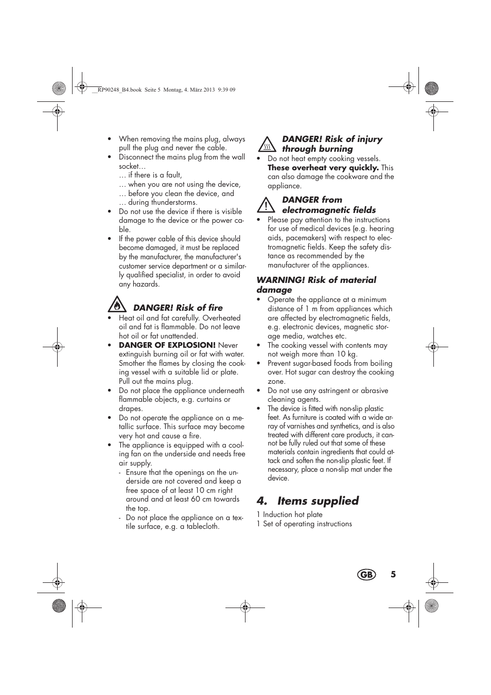 Items supplied | Silvercrest SIKP 2000 B1 User Manual | Page 7 / 78
