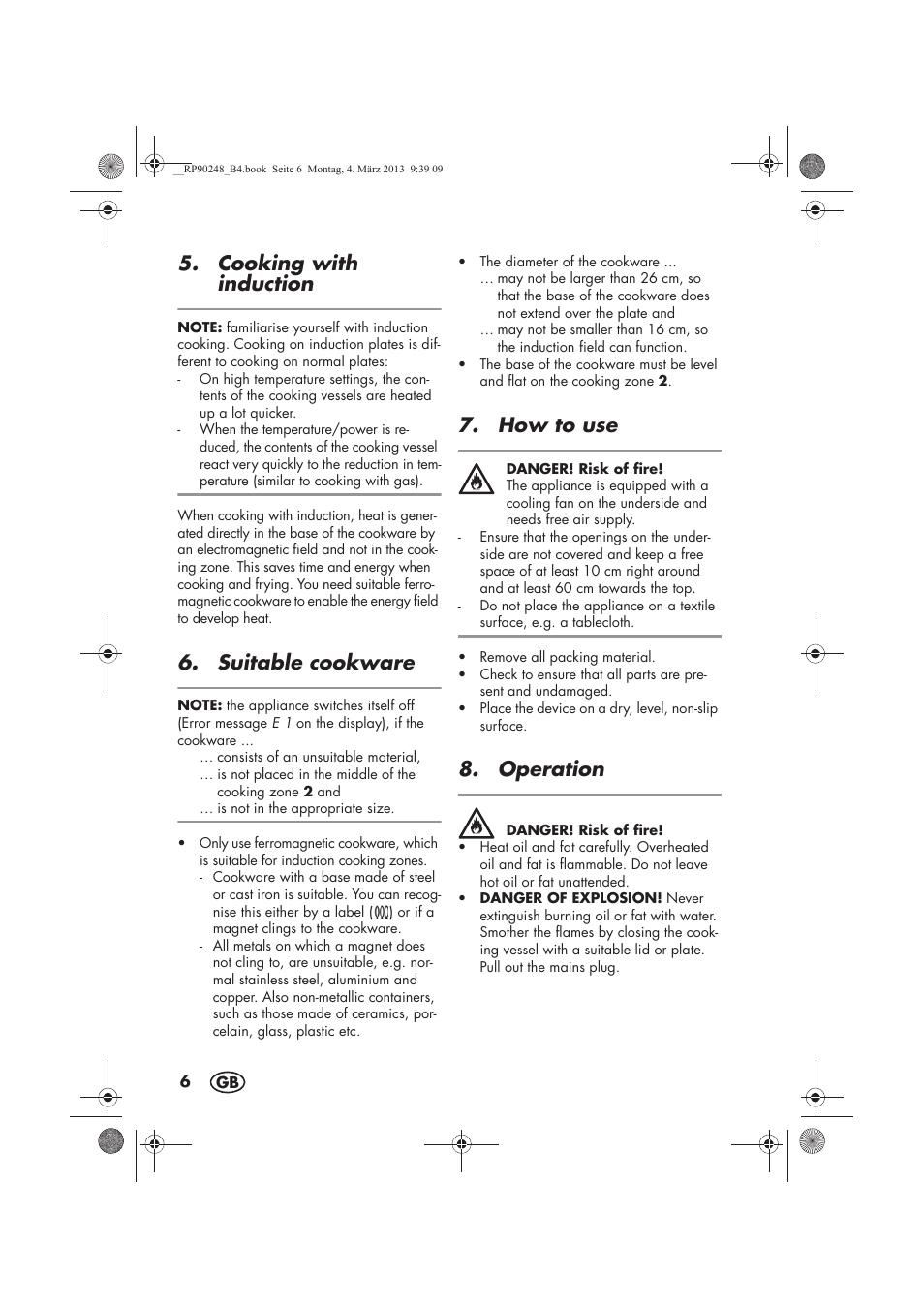 Cooking with induction, Suitable cookware, How to use | Operation | Silvercrest SIKP 2000 B1 User Manual | Page 8 / 78