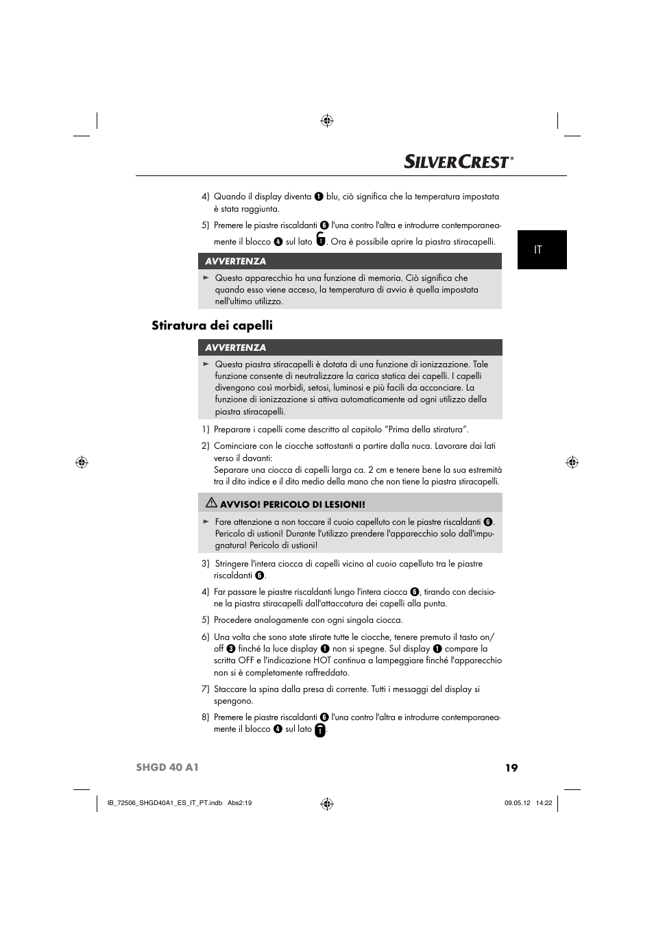 Stiratura dei capelli | Silvercrest SHGD 40 A1 User Manual | Page 21 / 61