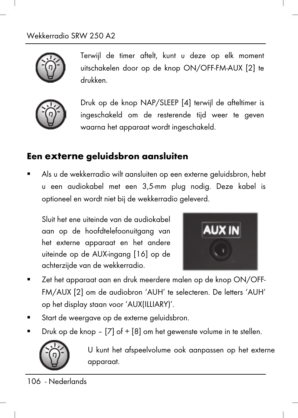 Externe, Geluidsbron aansluiten | Silvercrest SRW 250 A2 User Manual | Page 108 / 144