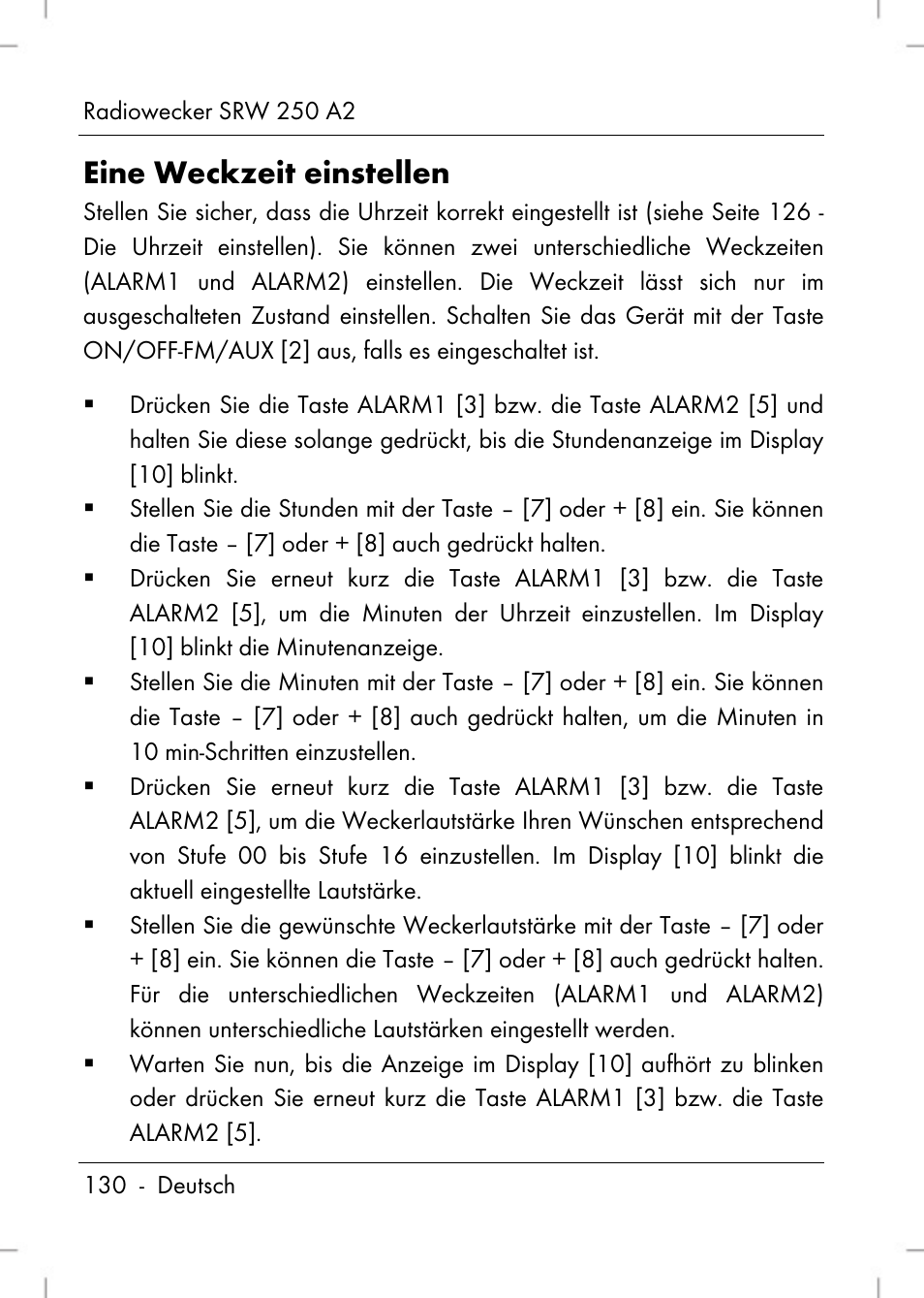 Eine weckzeit einstellen | Silvercrest SRW 250 A2 User Manual | Page 132 / 144