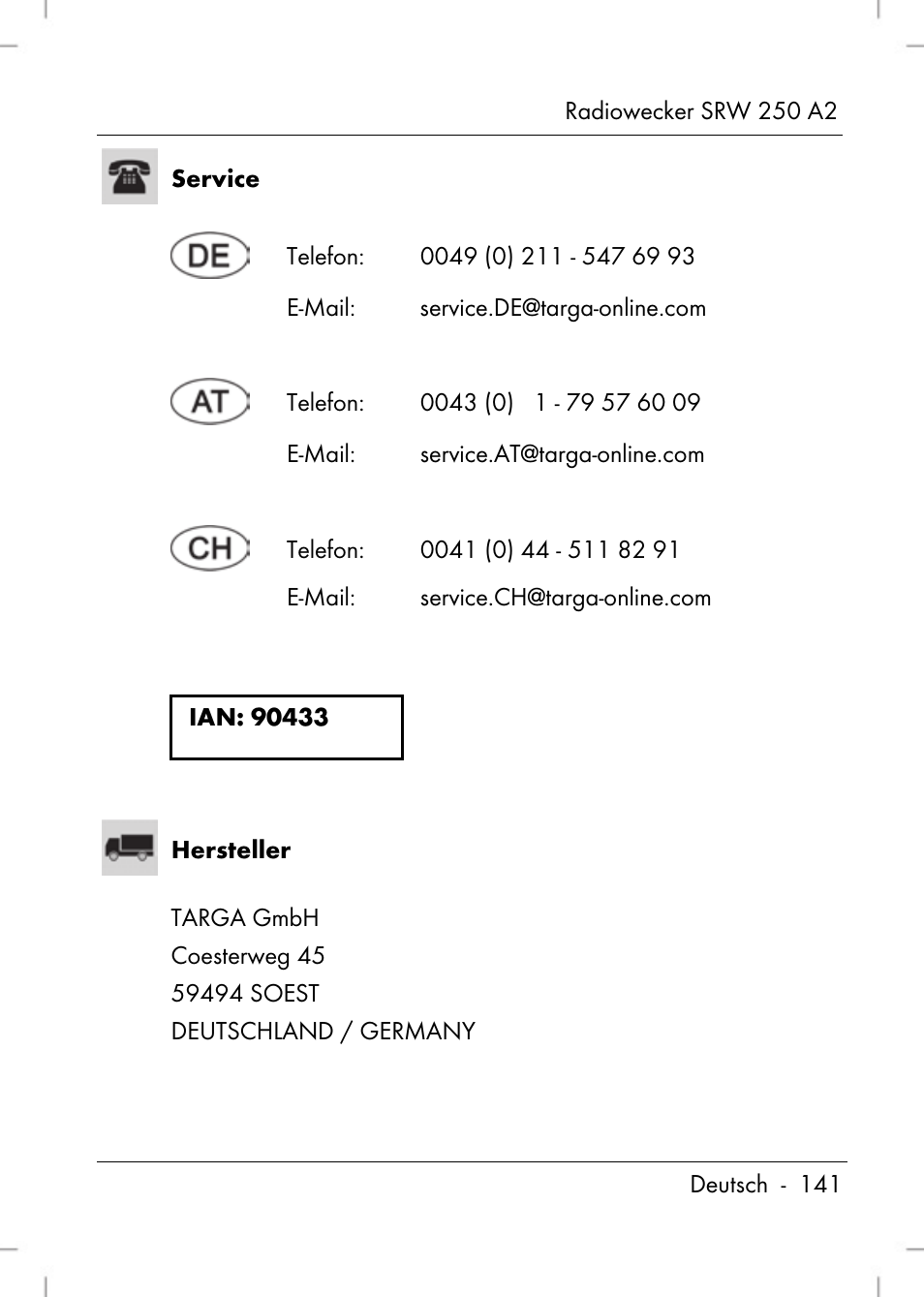 Silvercrest SRW 250 A2 User Manual | Page 143 / 144